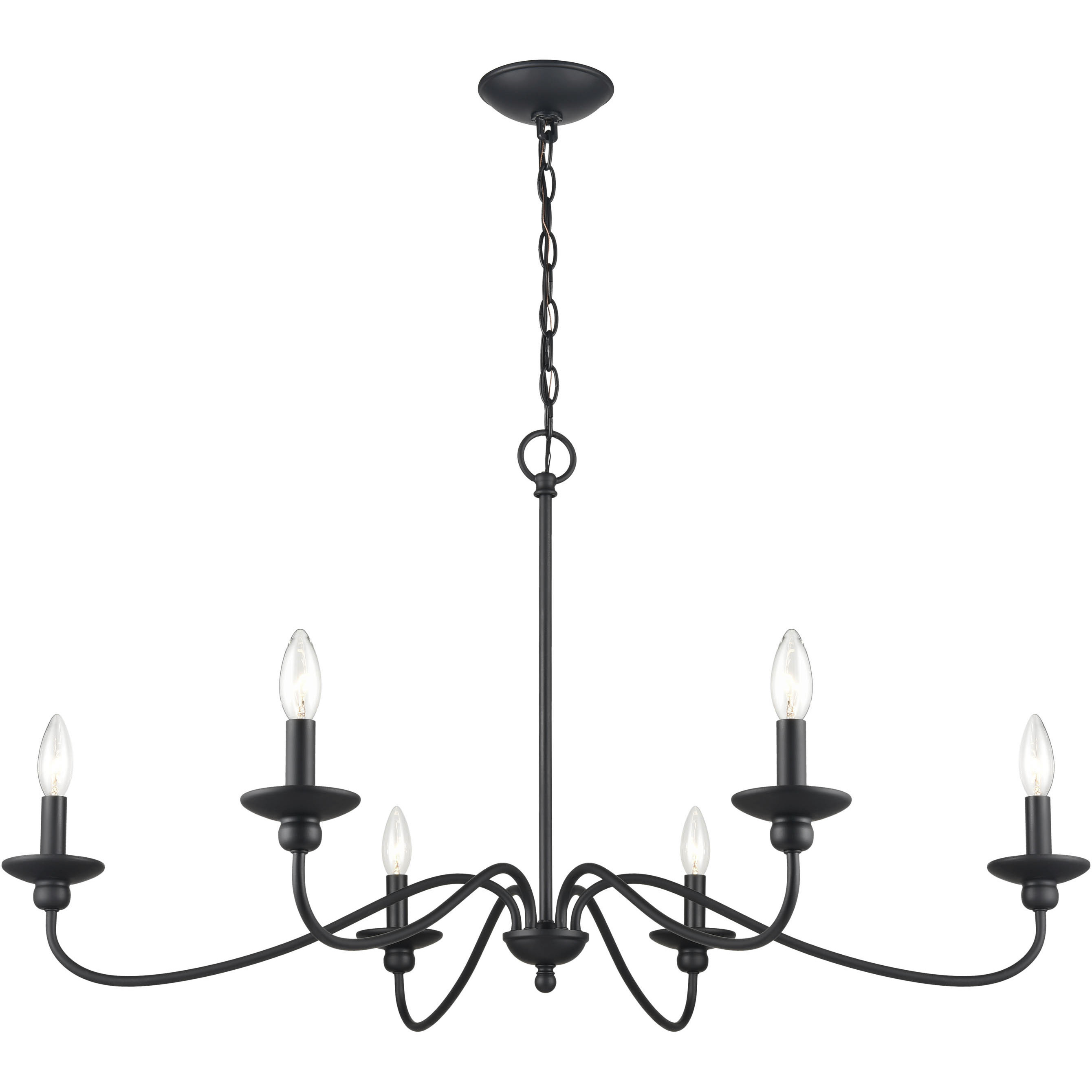 Delvona 6 Light 36.75 inch Matte Black Chandelier Ceiling Light